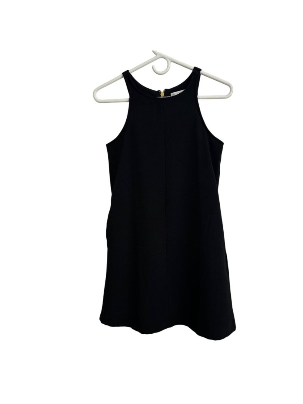 Brigitte Bailey Black Sleeveless A-Line Dress Gold Back Zipper Preppy Old Money - Picture 2 of 8